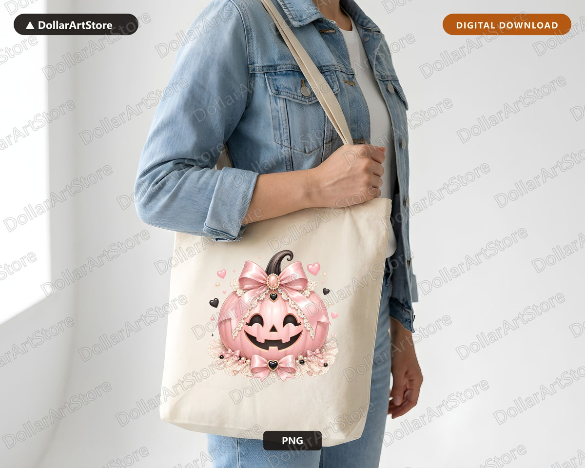 Coquette Halloween PNG, Pink Pumpkin Sublimation Design, Shirt Design Digital Download