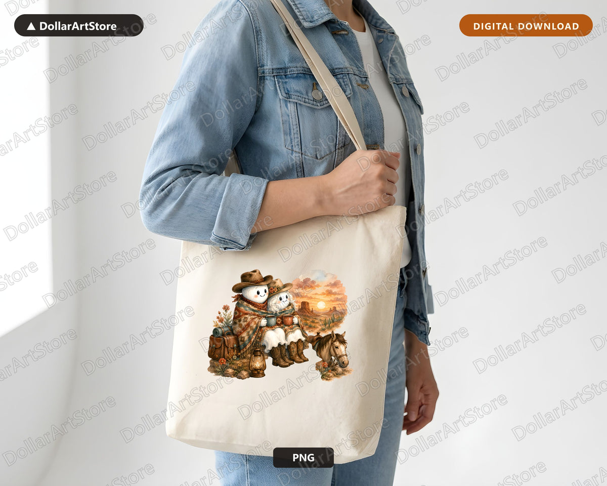 Western Cowboy Ghost PNG, Sublimation Design, Shirt Design Digital Download