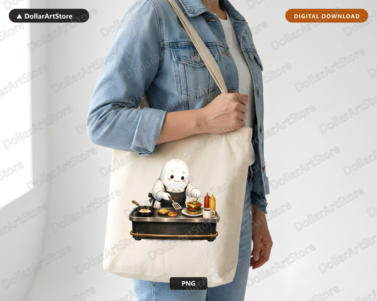 Cute Ghost Chef PNG, Sublimation Design, Kitchen Shirt Design Digital Download