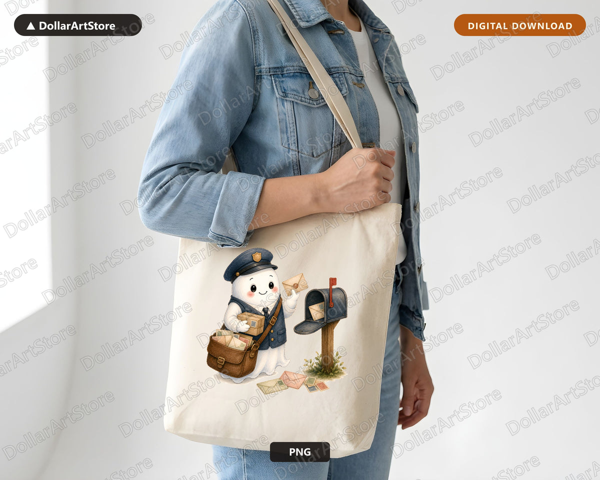 Cute Postman Ghost PNG, Sublimation Design, Shirt Design Digital Download