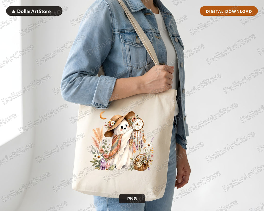 Boho Ghost PNG, Sublimation Design, Cute Spirit Shirt Design Digital Download