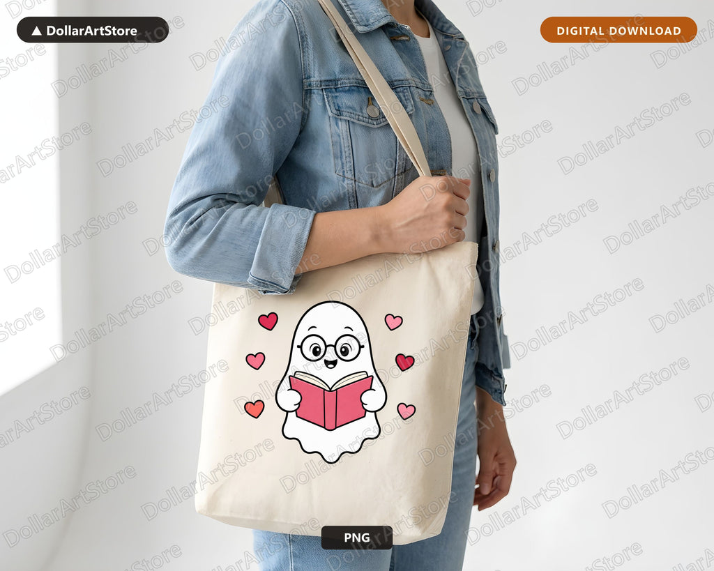 Bookish Ghost PNG, Cute Reading Design, Sublimation Shirt Download