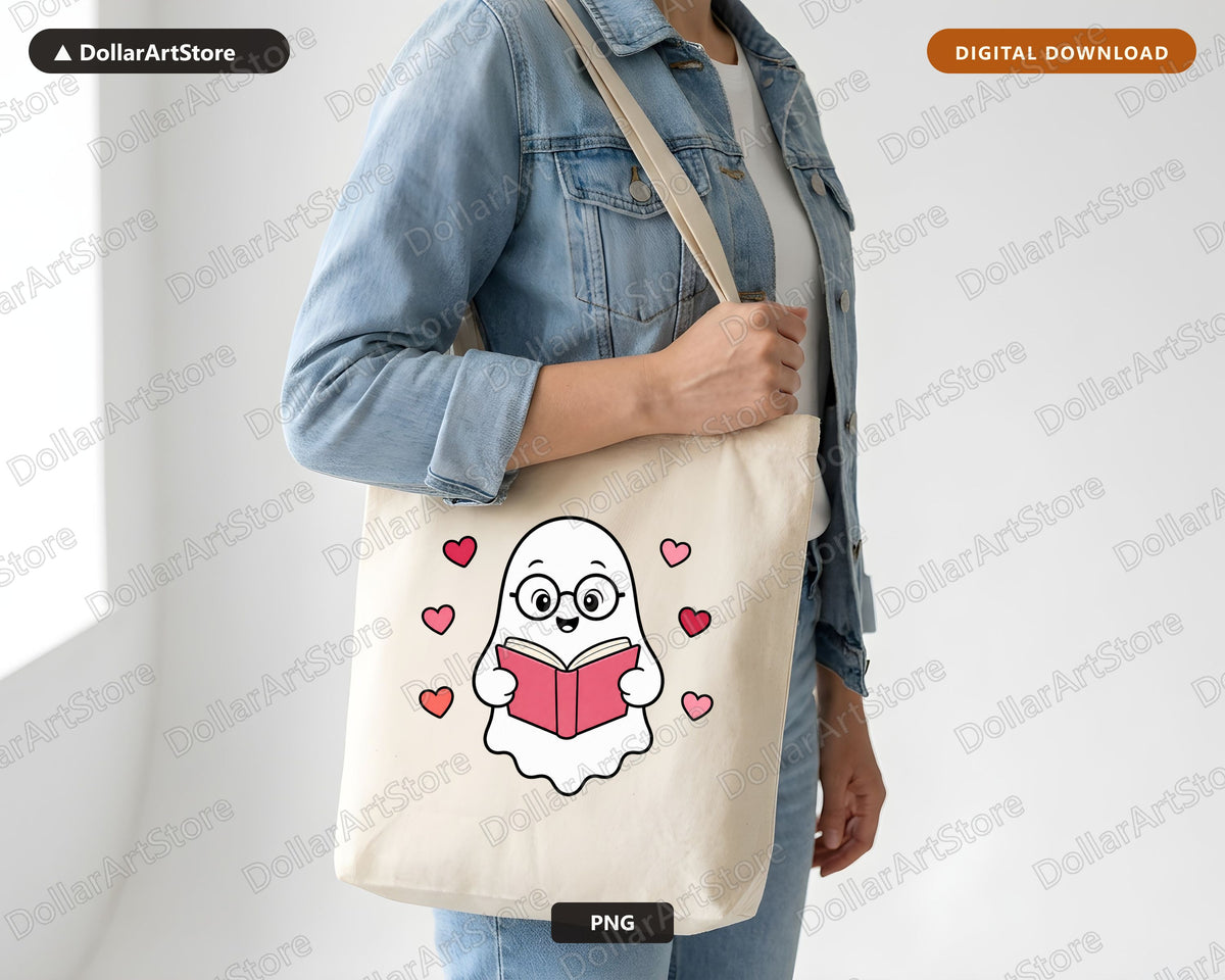 Bookish Ghost PNG, Cute Reading Design, Sublimation Shirt Download