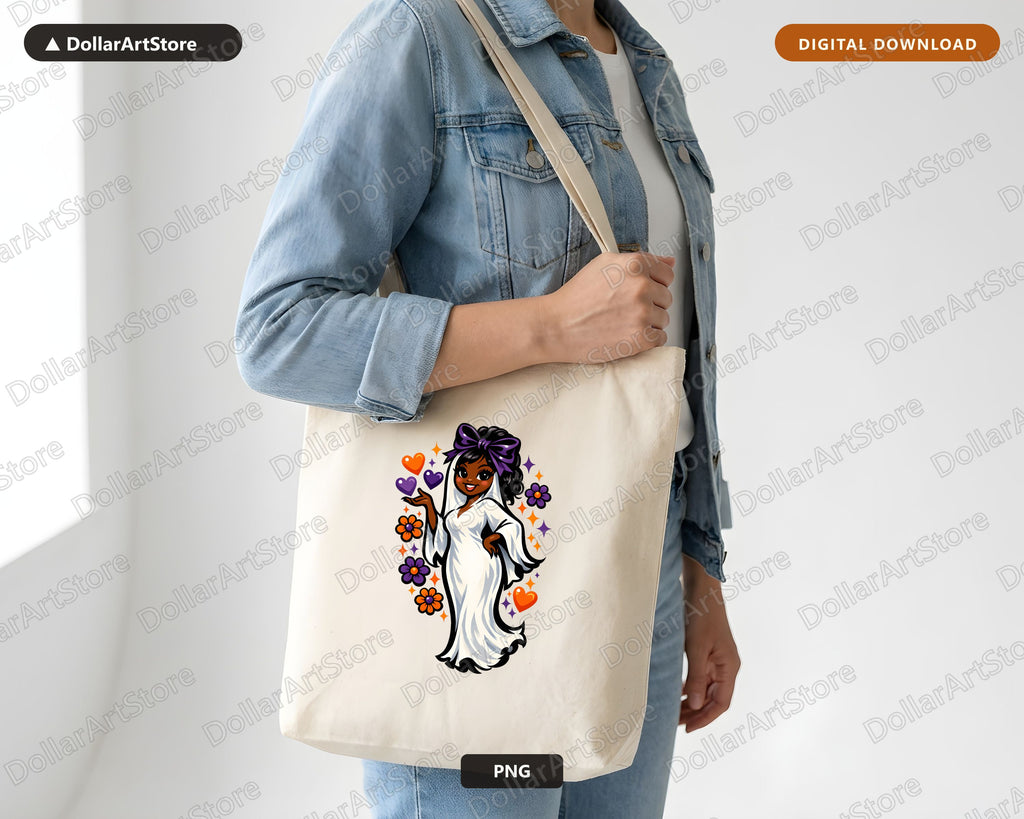 Cute Ghost Girl PNG, Halloween Sublimation Design, Shirt & Tumbler Digital Download