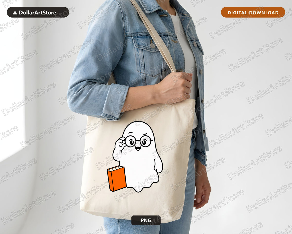 Bookish Ghost PNG, Cute Reading Design, Sublimation Shirt PNG Download