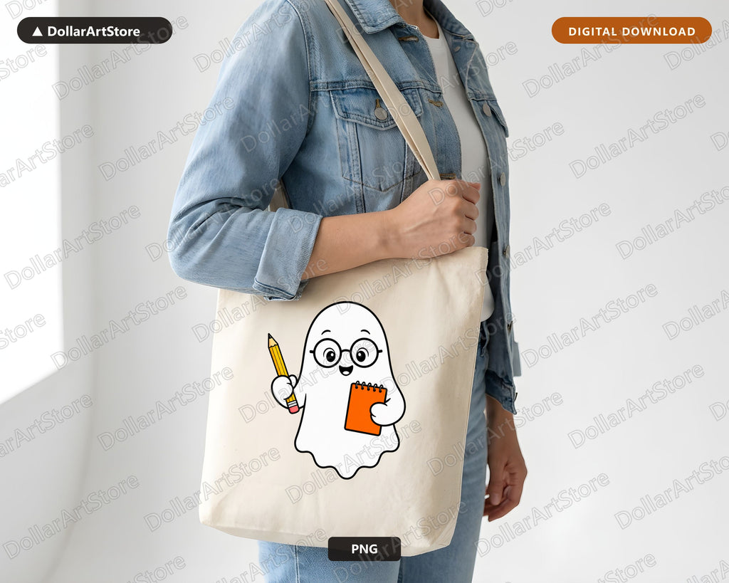 Bookish Ghost PNG, Cute Character Design, Sublimation Shirt Design Digital Download