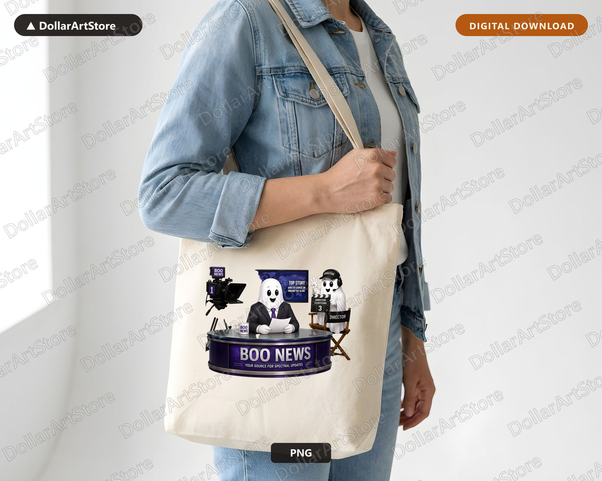 Cute Halloween Ghost PNG, Boo News Design, Sublimation Shirt Design Digital Download