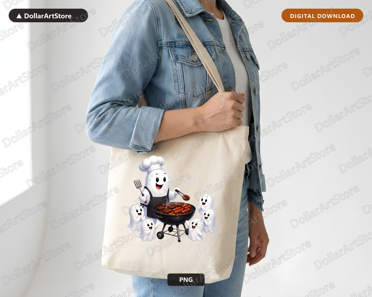 Cute Halloween Ghost Chef PNG, Sublimation Design, Shirt Print Digital Download