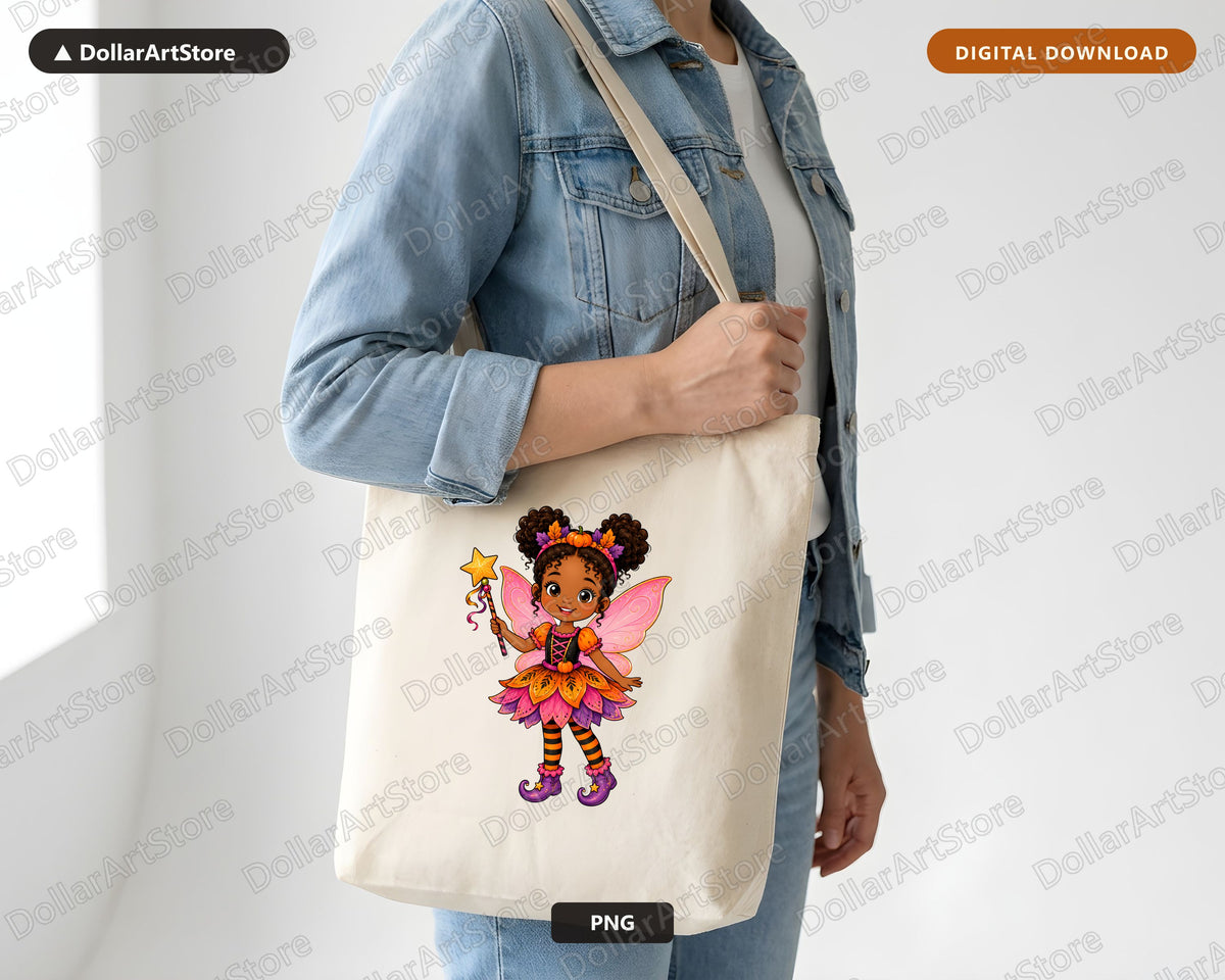 Cute Halloween Fairy PNG, Pumpkin Witch Sublimation Design, Kids Shirt PNG Download