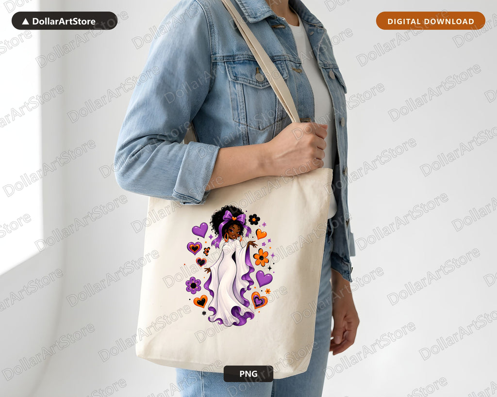 Cute Halloween Ghost Girl PNG, Sublimation Design, Shirt Graphic Download