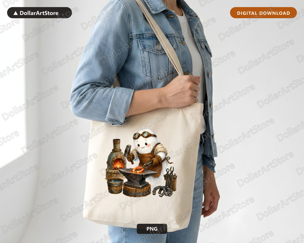 Steampunk Ghost Blacksmith PNG, Western Design, Sublimation Digital Download