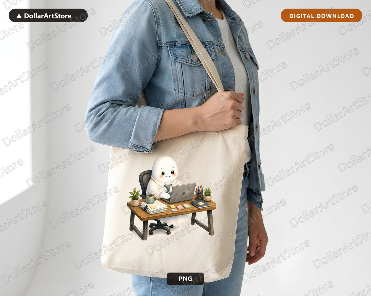 Cute Ghost PNG, Sublimation Design, Work from Home Shirt Design Digital Download