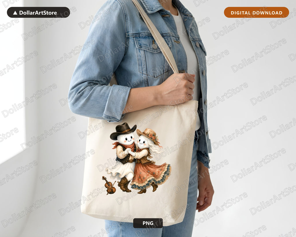 Western Cowboy Ghost PNG, Sublimation Design, Shirt Design Digital Download