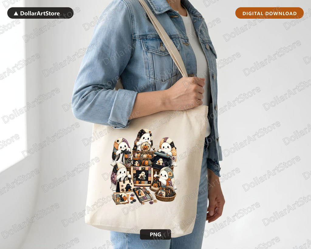 Crafting Ghost PNG, Halloween Sublimation Design, Spooky Planner Digital Download