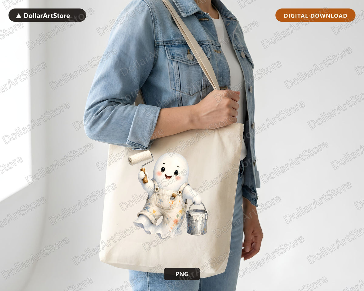 Painter Ghost PNG, Cute Character Design, Sublimation Shirt Download