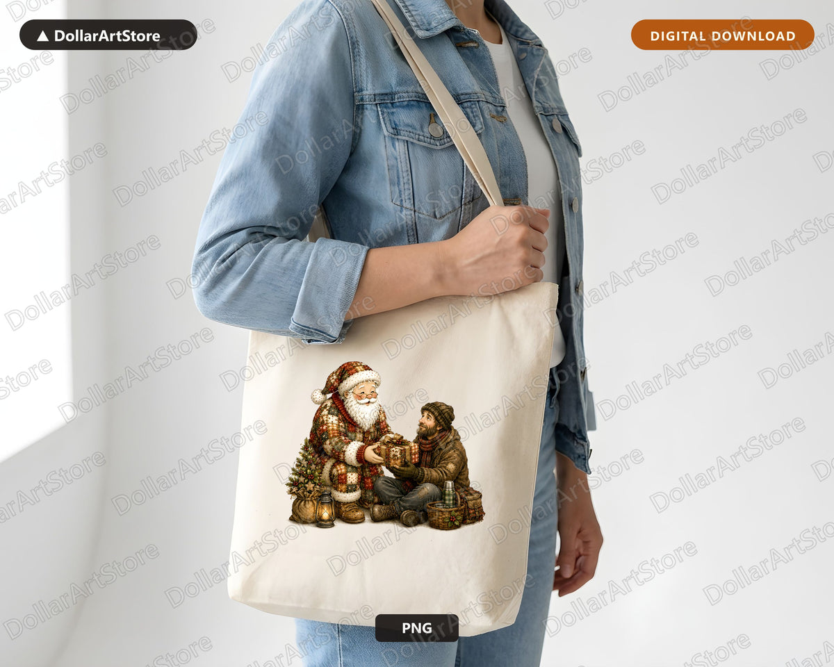 Vintage Santa Patchwork PNG, Christmas Shirt Design, Sublimation Digital Download