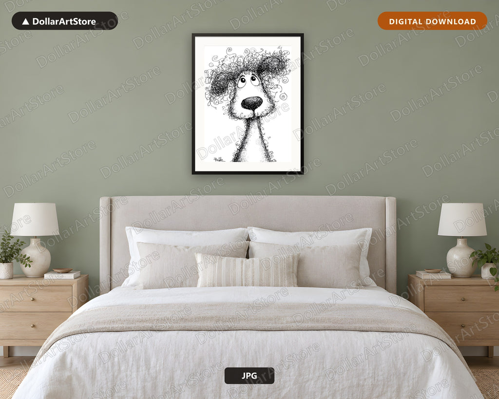 Whimsical Creature Line Drawing Printable Wall Art Digital Download