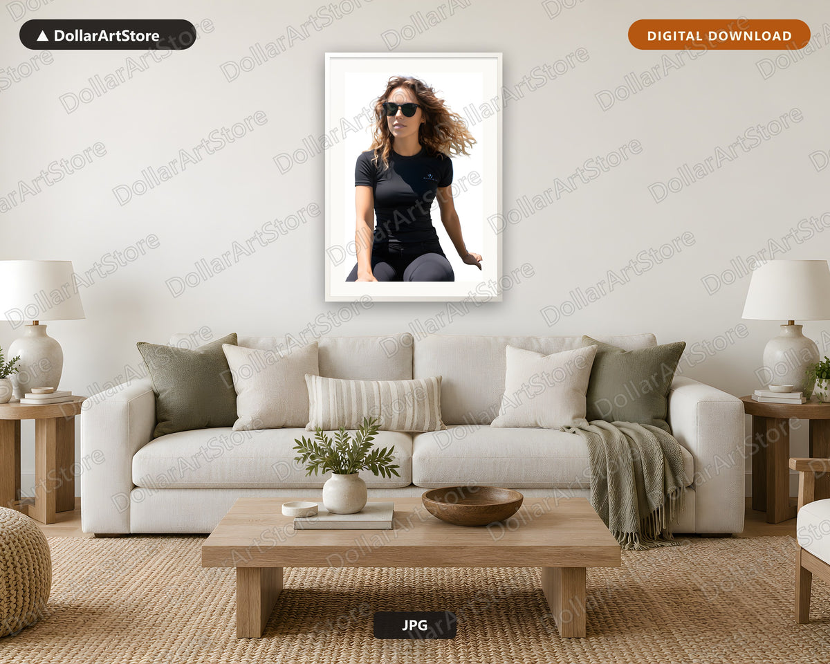 Cool Girl Fashion Portrait with Sunglasses - Printable Wall Art Digital Download