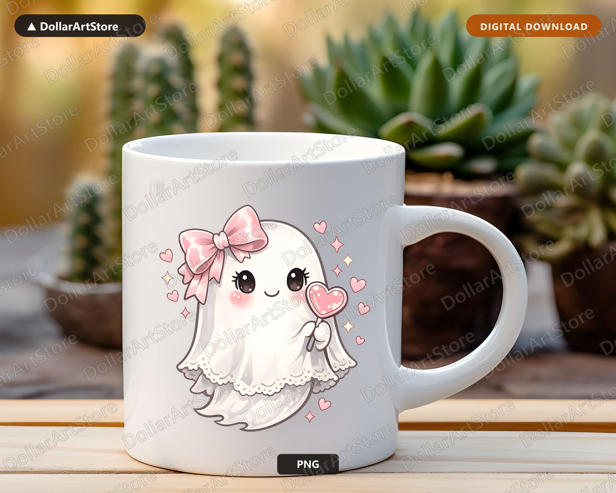 Cute Halloween Ghost PNG, Sublimation Design, Shirt & Tumbler Digital Download