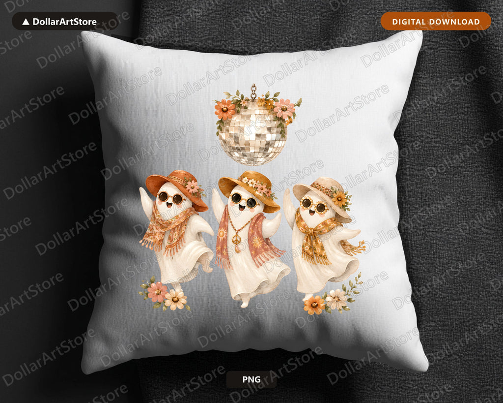 Boho Ghost PNG, Sublimation Design, Retro Halloween Shirt Design Digital Download