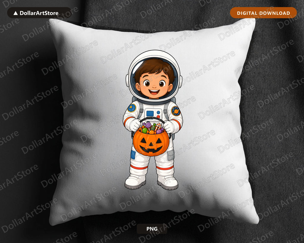 Cute Astronaut Halloween Costume Kid PNG, Sublimation Design Digital Download