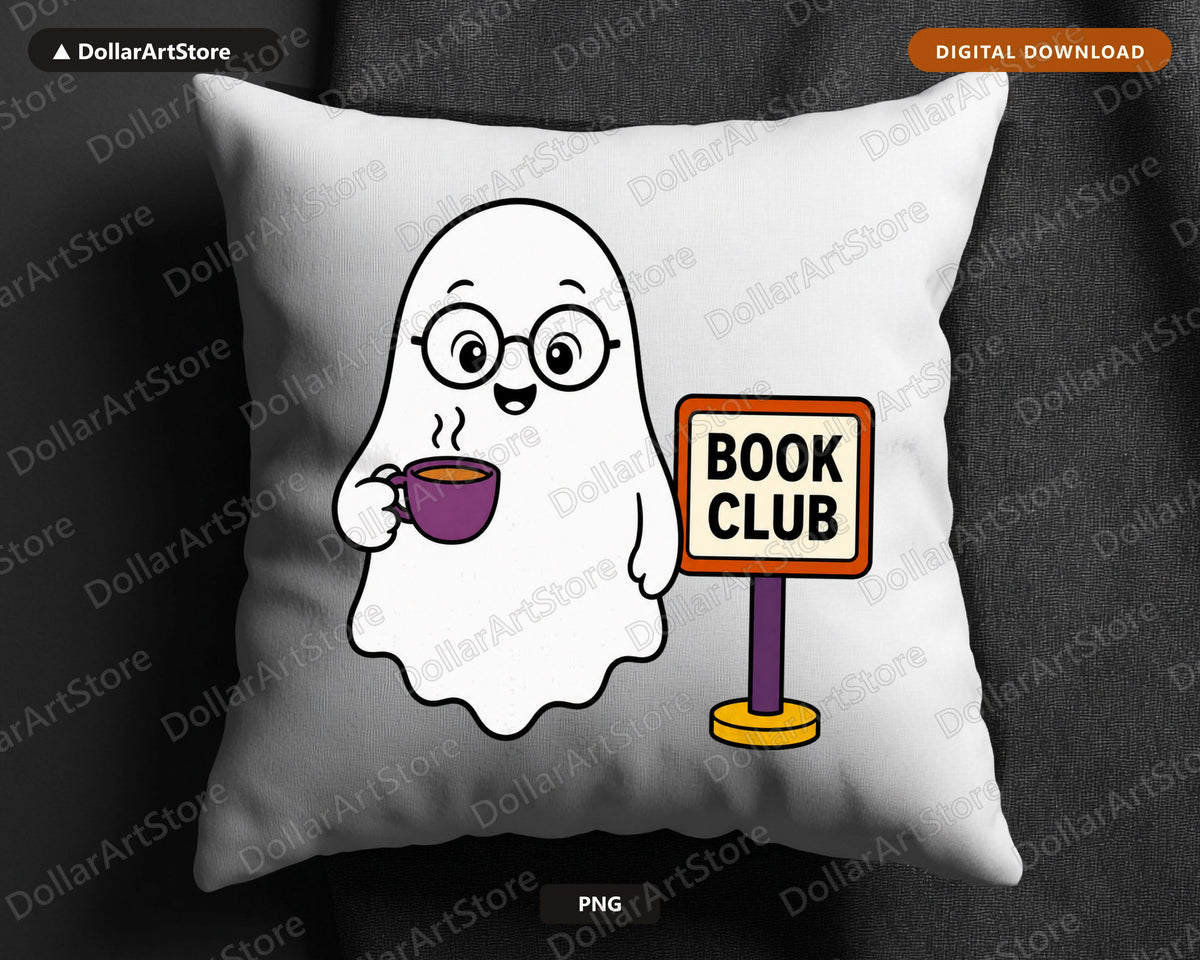 Bookish Ghost PNG, Book Club Design, Sublimation Shirt Design Download