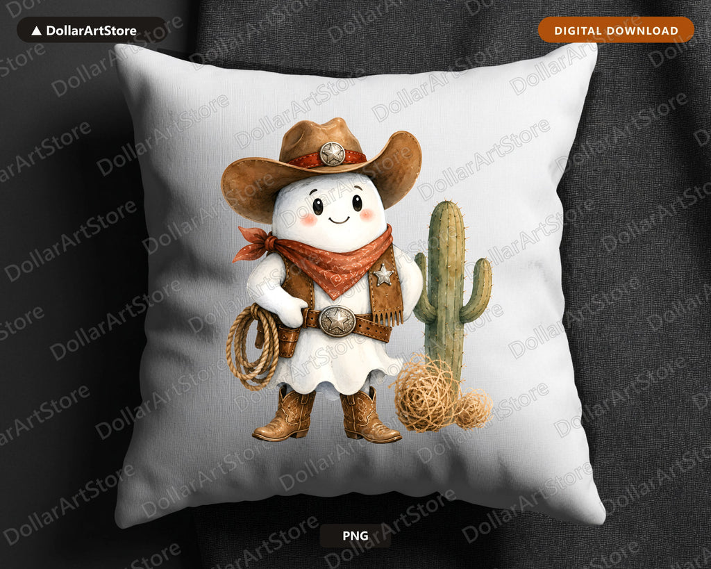 Cowboy Ghost PNG, Western Sublimation Design, Shirt & Tumbler Print Download