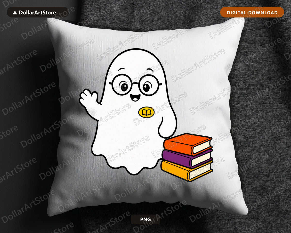 Bookish Ghost PNG, Sublimation Design, Shirt & Tumbler Download