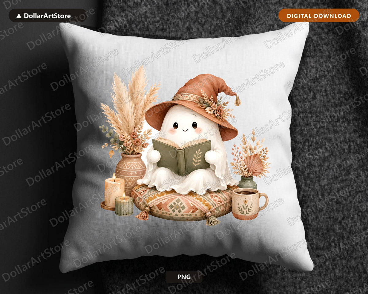 Bookish Ghost PNG, Autumn Reading Sublimation Design, Fall Shirt Design