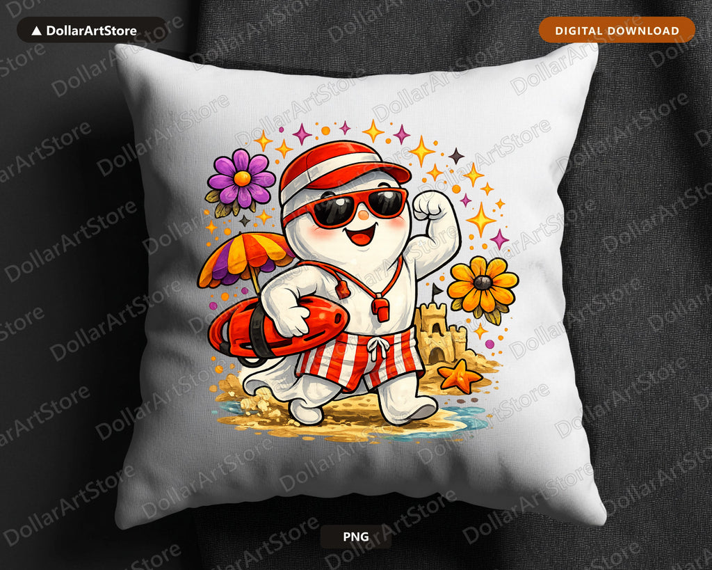 Cool Beach Ghost PNG Sublimation Design, Summer Shirt Print Download