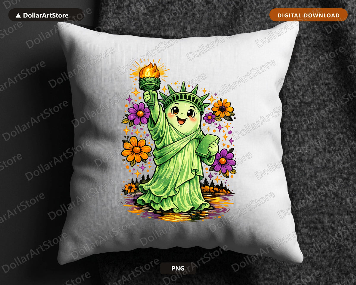 Cute Statue of Liberty PNG, Sublimation Design, Shirt & Tumbler Design Digital Download