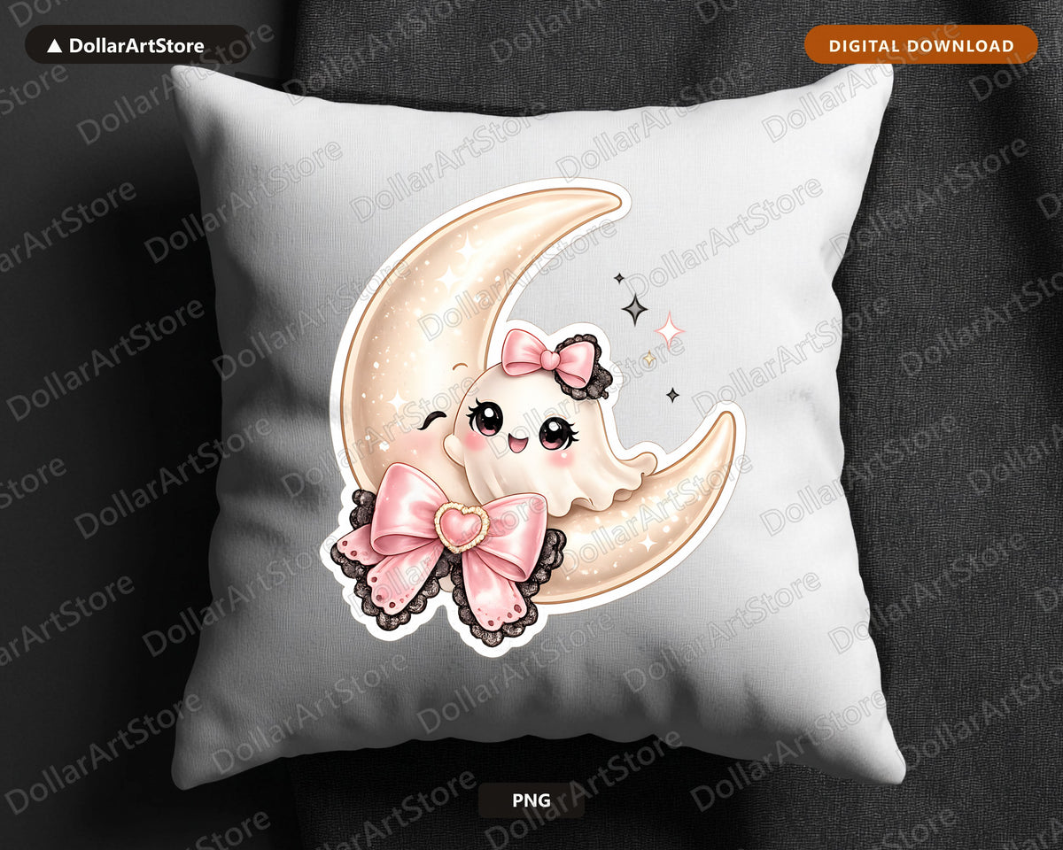 Coquette Ghost PNG, Sublimation Design, Cute Halloween Shirt Graphic Download