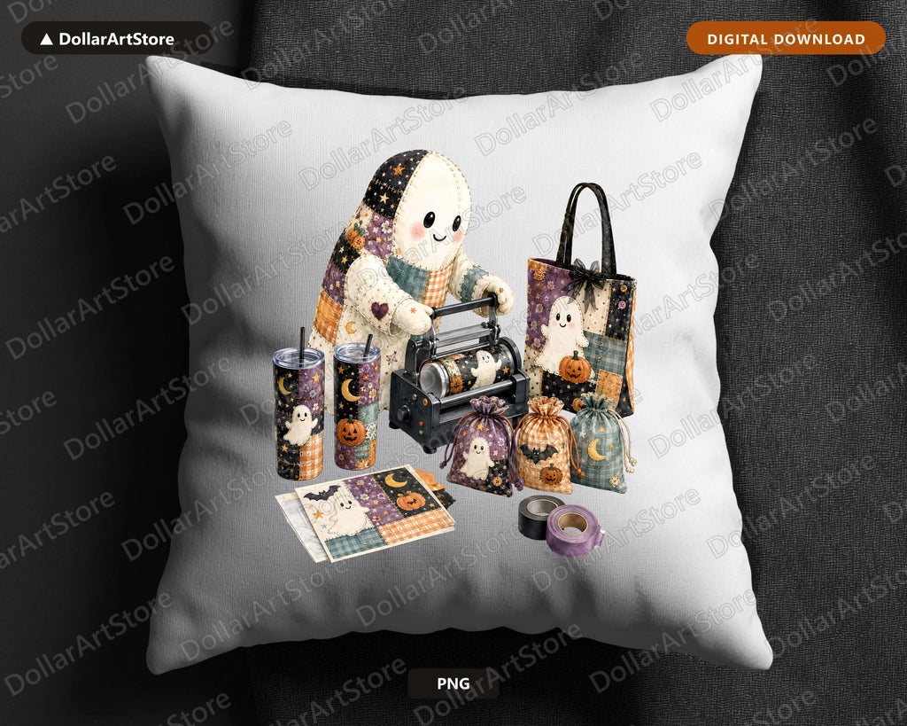Crafting Ghost PNG Sublimation Design, Halloween Tumbler & Shirt Design
