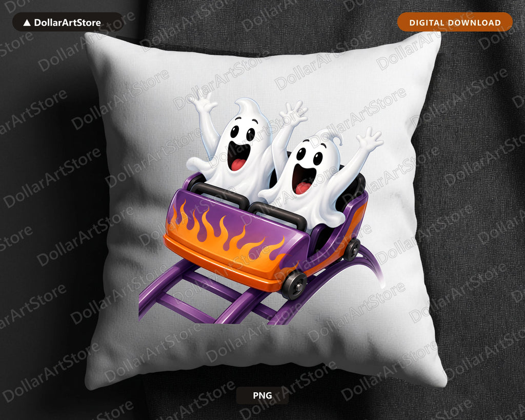 Cute Ghost Roller Coaster PNG, Halloween Sublimation Design, Shirt Design Digital Download