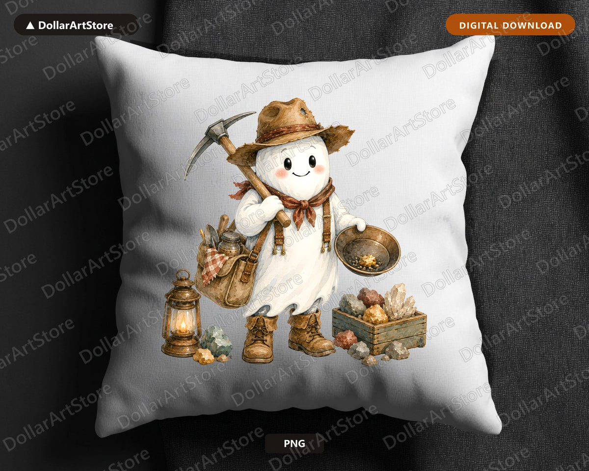 Cute Cowboy Ghost PNG, Western Prospector Sublimation Design, Shirt & Tumbler PNG