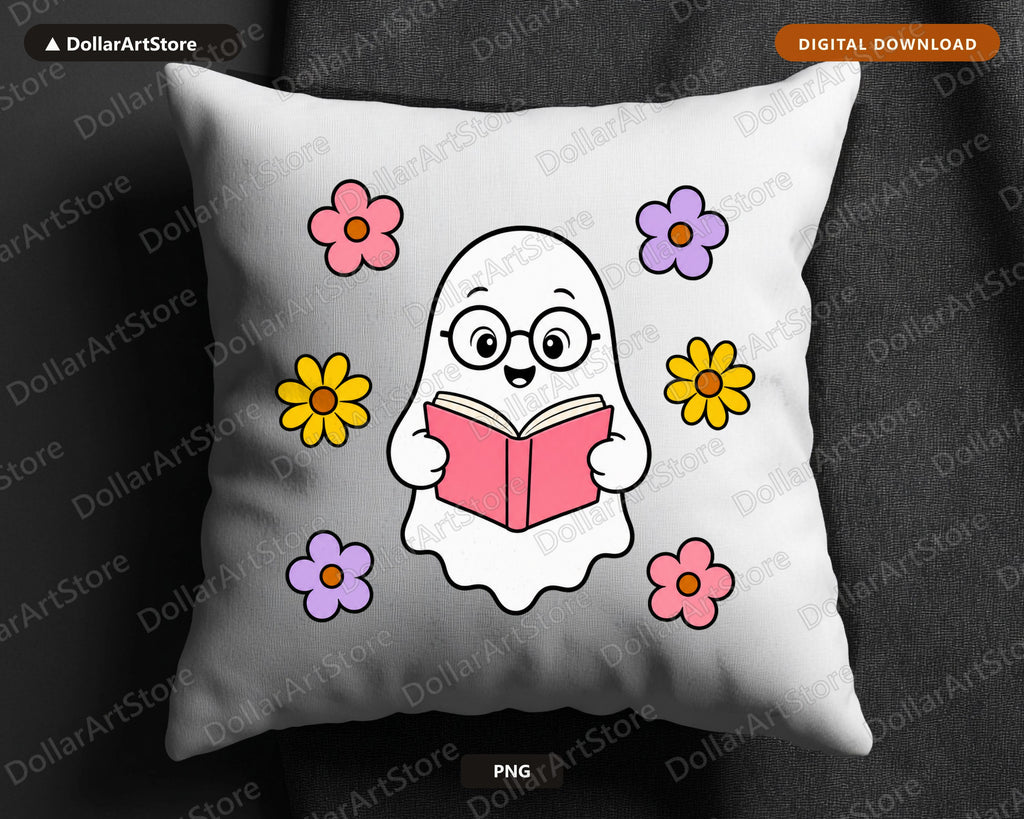 Bookish Ghost PNG, Reading Design, Sublimation Digital Download