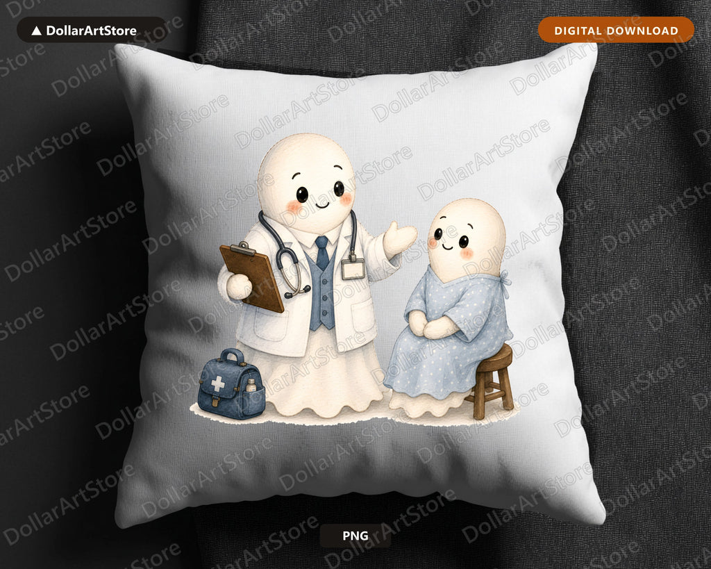 Cute Ghost Doctor PNG, Sublimation Design, Shirt Printable Digital Download