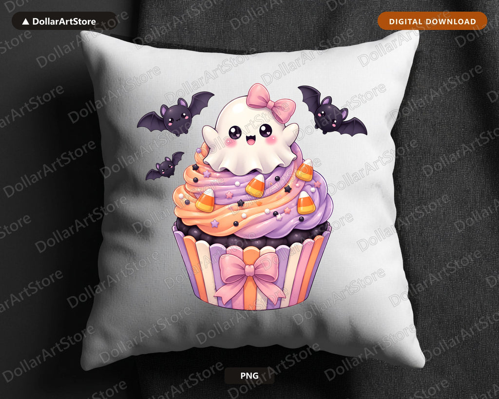 Cute Halloween Ghost Cupcake PNG, Sublimation Design, Shirt Design Digital Download