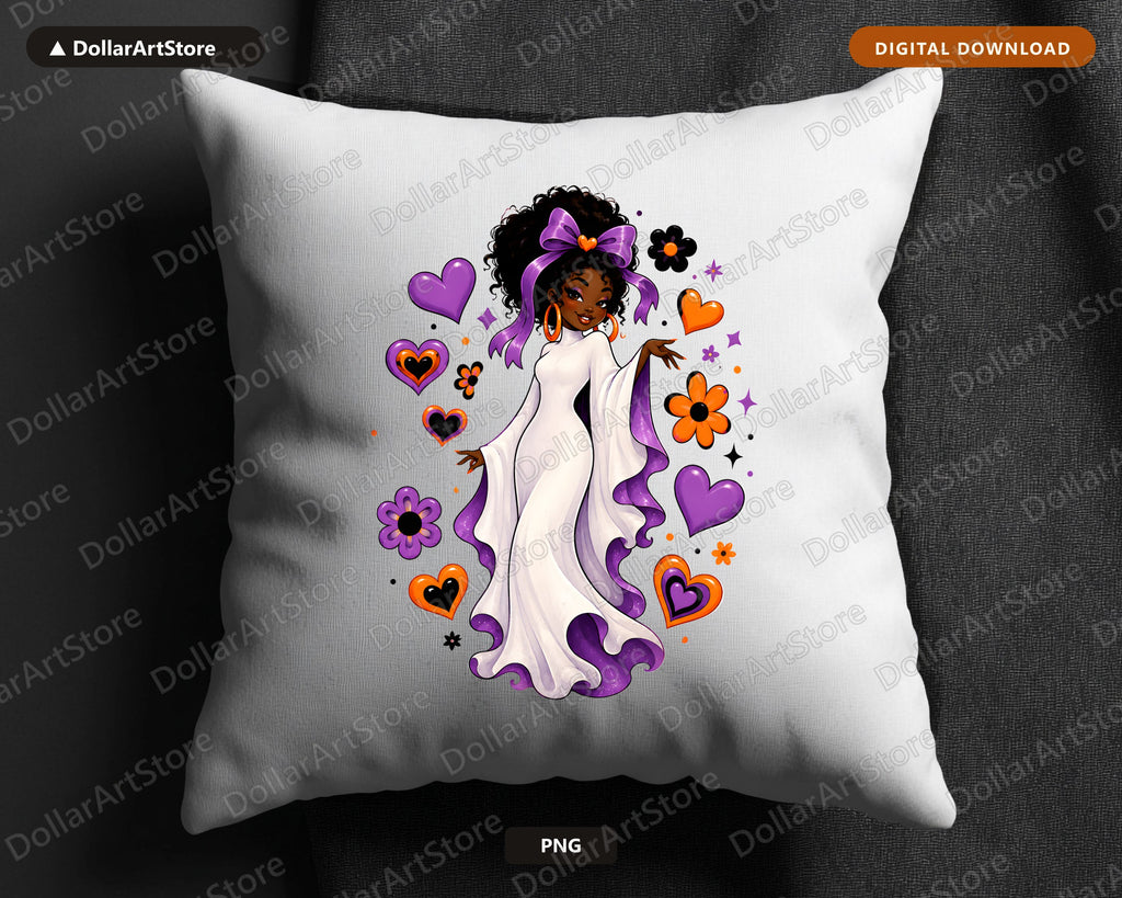 Cute Halloween Ghost Girl PNG, Sublimation Design, Shirt Graphic Download