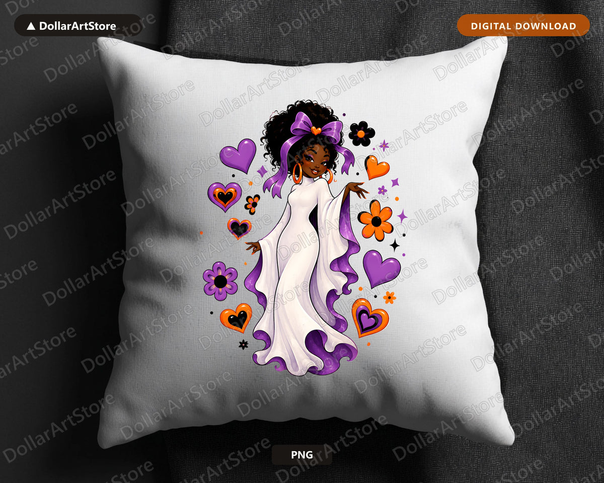 Cute Halloween Ghost Girl PNG, Sublimation Design, Shirt Graphic Download
