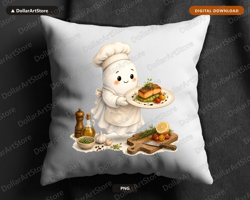 Chef Ghost PNG Sublimation Design, Cooking Kitchen Shirt Design Digital Download
