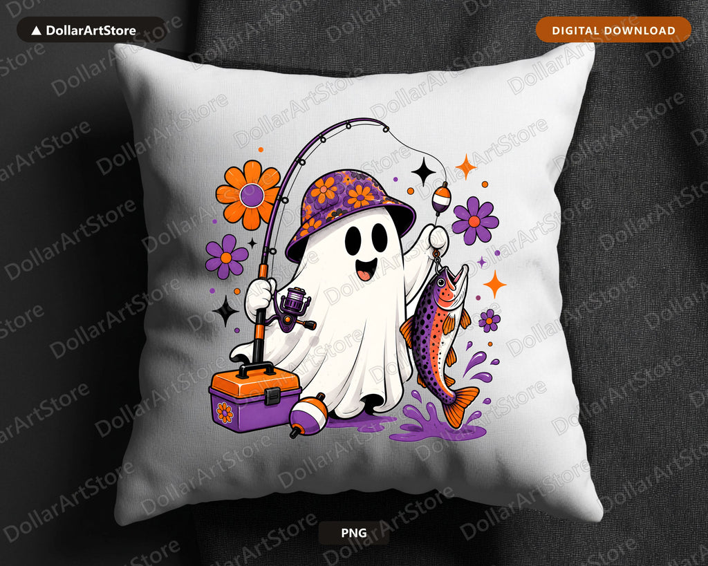 Cute Halloween Ghost PNG, Fishing Sublimation Design, Shirt Design Digital Download
