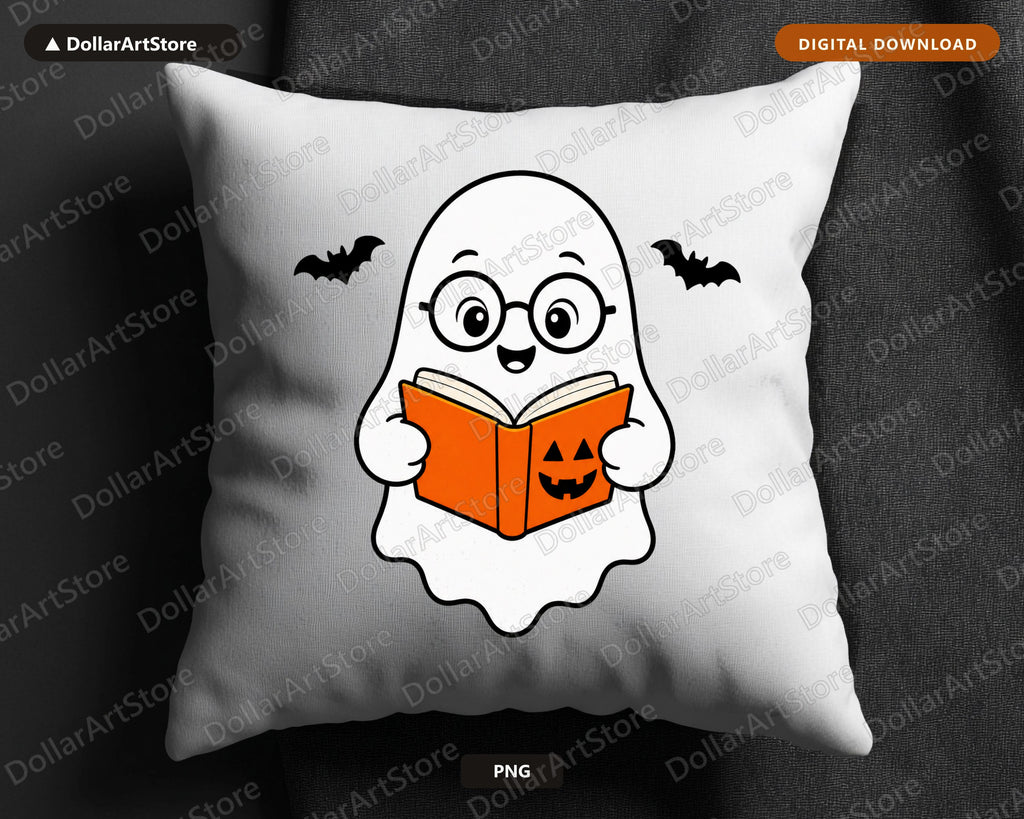 Bookish Ghost PNG Sublimation Design, Halloween Shirt & Tumbler Design
