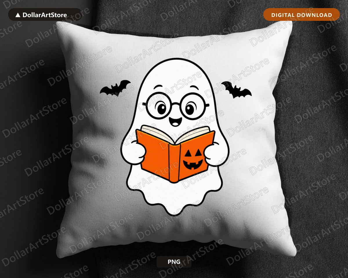 Bookish Ghost PNG Sublimation Design, Halloween Shirt & Tumbler Design