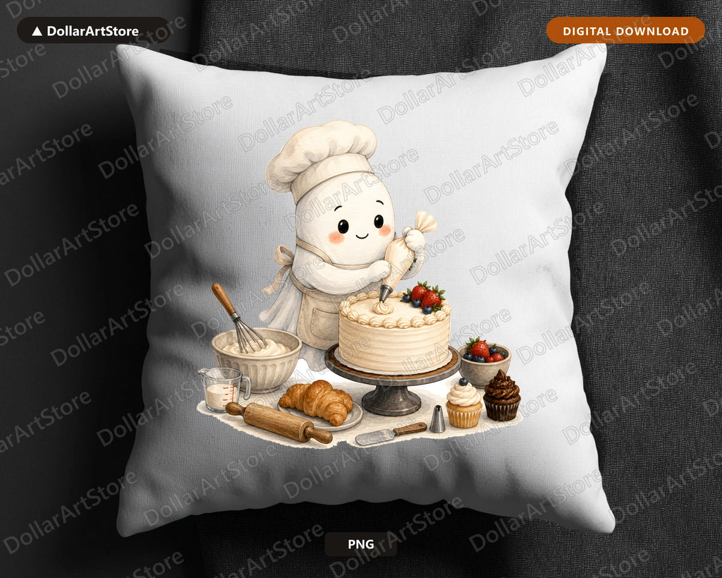 Baker Ghost PNG, Sublimation Design, Baking Character Digital Download
