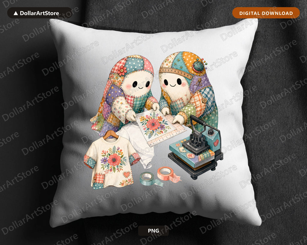 Crafting Ghost PNG, Sublimation Design, Cute Character Digital Download