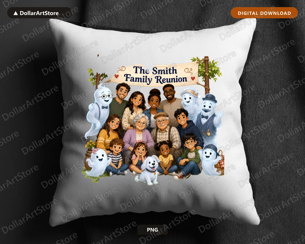 Ghost Family Reunion PNG, Complete Family Portrait Digital Download, Shirt Design