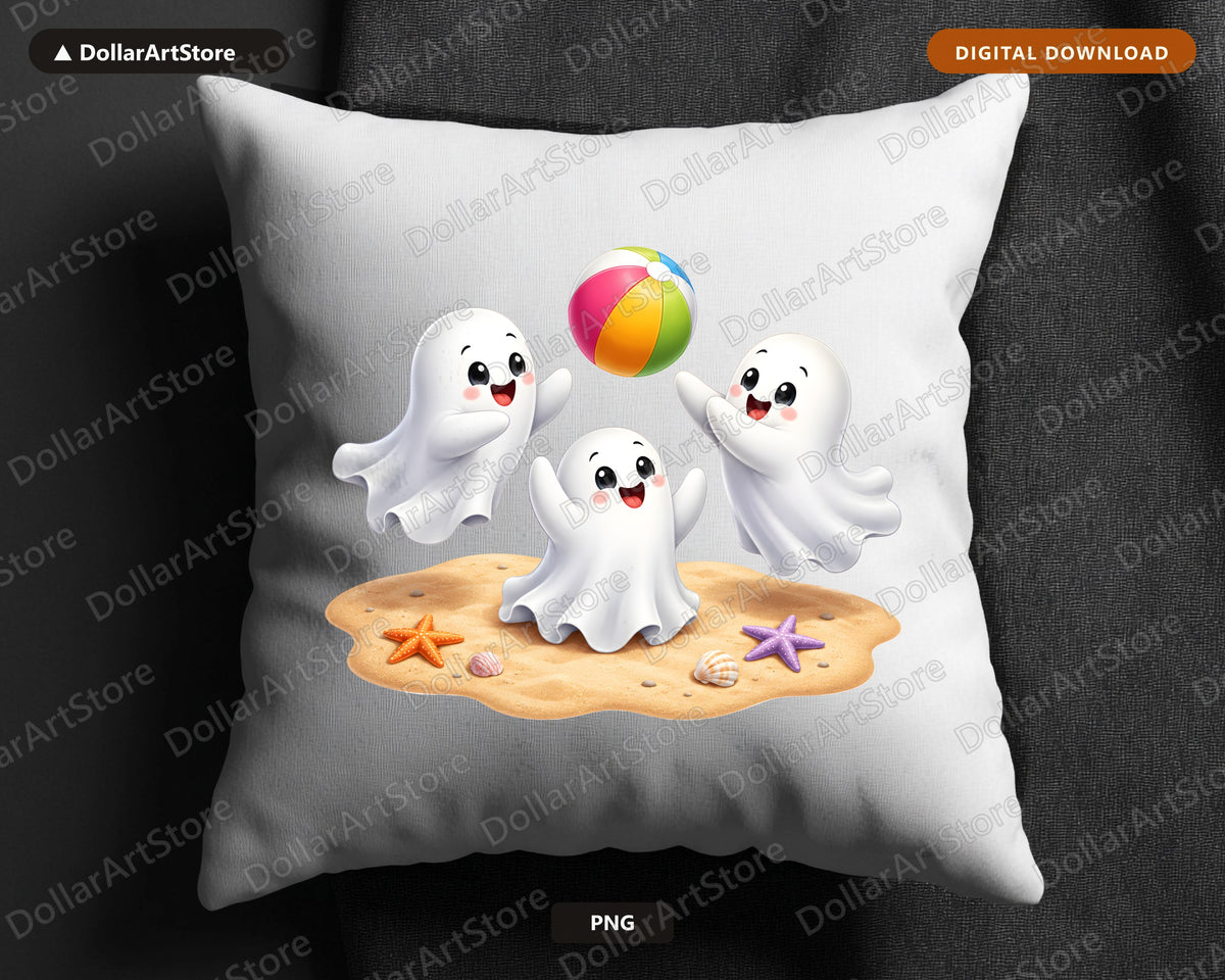 Cute Beach Ghosts PNG, Sublimation Design, Halloween Shirt Design Digital Download