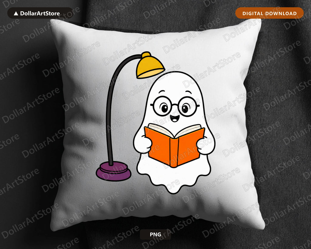 Bookish Ghost PNG, Reading Ghost Sublimation Design, Digital Download