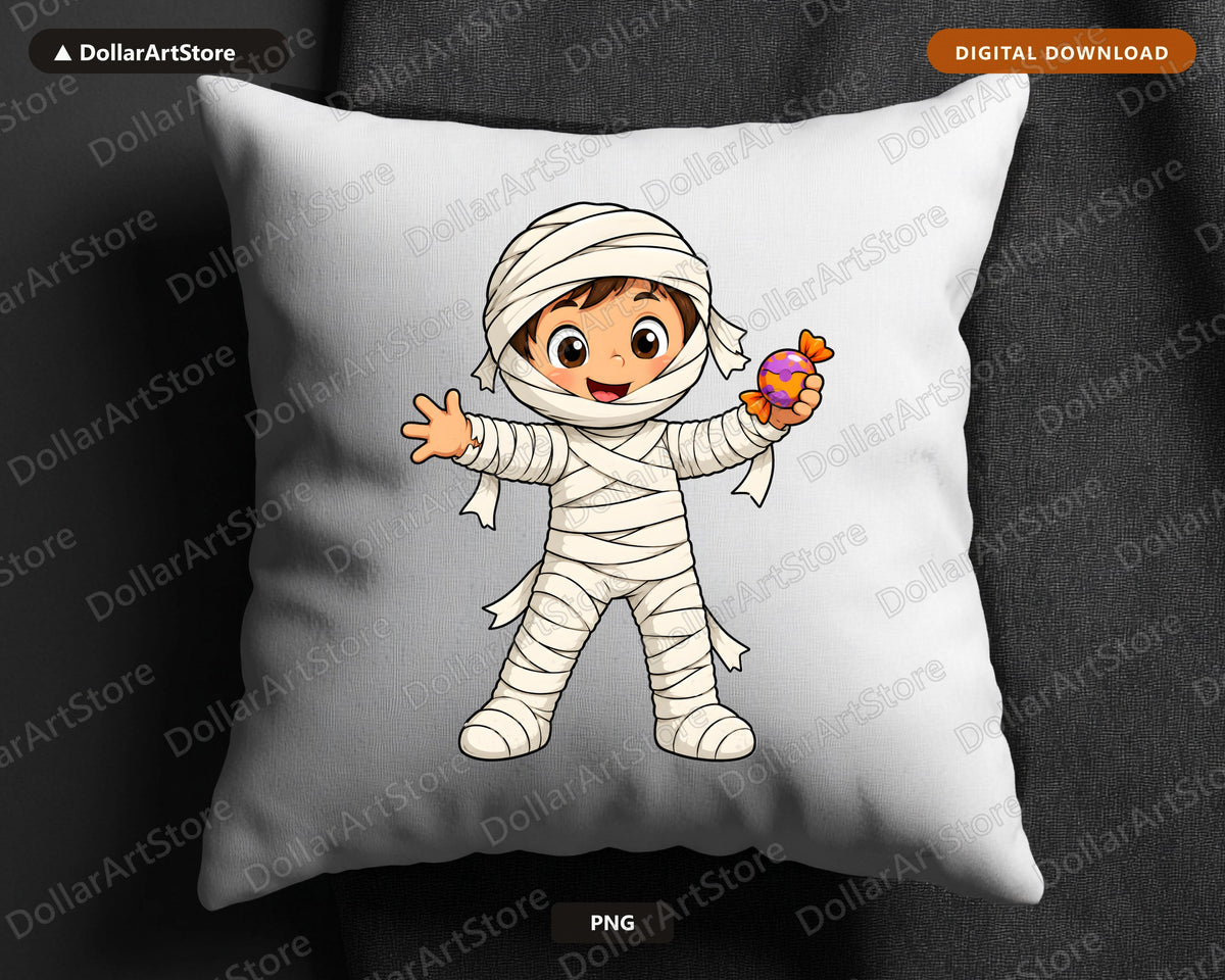 Cute Mummy Halloween Costume PNG, Sublimation Design, Kids Shirt Design Digital Download